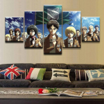 Ilma raamita l&otilde;uend 5 tk Anime Attack On Titan Wall Art Plakatid Pildid Maalid Kodukaunistused Aksessuaarid Elutoa kaunistamine 30x40cm*2 30x60cm*2 30x80cm*1