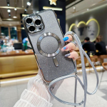 Crossbody Lanyard Gradient Glitter magnet&uuml;mbris iPhone 14 13 12 11 Pro X XR XS Max Plus jaoks Magsafe Plating Pehme TPU tagakaas iphone 7 8 roosa