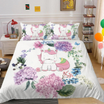 3D valge voodipesukomplekt Unicorn tekikate padjap&uuml;&uuml;r Kaheinimesevoodi t&auml;issuuruses voodikatte komplekt Pestav t&otilde;mblukk Mugav kodukaunistus Baby 100x135cm