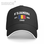 Pesapallim&uuml;ts Chad EST.1960 N'DjaUnisexa ​​Capital Unisex WoUnisex Unisex Hip Hop Sandwich Caps Snapback golfim&uuml;tsi kalap&uuml;&uuml;k One Size