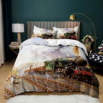 3D Klassikaline Rongiseeria Voodipesukomplekt Vintage Transport Tekikott ja Padjap&uuml;&uuml;r 2/3 Osa AU/DE/US/UK/EU T&auml;issuurus Kodukaunistus Baby 100x135cm