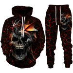 Isiksus gooti pealuu 3D prindiga kapuutsiga p&uuml;kste komplekt meeste/naiste naljakas Halloweeni t&auml;navar&otilde;ivaste riietus&uuml;likond hiphop 2-osaline spordidress L