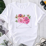 (Aasia suurus) Fashion Print Flower Bike Sweet 90s Style Armas armas graafiline t-s&auml;rk Naiste vabaaja T-r&otilde;ivad vabaaja naiste l&uuml;hikeste varrukatega T-s&auml;rk S