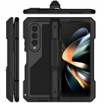 Luksuslik armor metallist &uuml;mbris koos tugikihtidega Samsung Galaxy Z Fold 4 5 kogu keha kaitsev p&otilde;rutuskindel alumiiniumkate for Galaxy Z Fold4(7.6") must