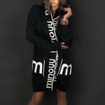 Pikk kardigan kapuutsiga monogramm naiste kampsun silmkoeline mantel M