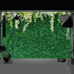 Rohelise lehe taustakardin Lilledega 3D-pulmapeo taustaks rekvisiidid 1.5x1m roheline