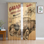 T&auml;hestik Automasinad Vanaautod Retro t&uuml;llist l&auml;bipaistvad aknakardinad elutuppa Voile Organza kardinad kardinad W135 x H115cm x1