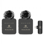 PULUZ PU648B juhtmeta mikrofonis&uuml;steem 1 vastuv&otilde;tja ja 2 saatjaga 10M edastusulatus Lightning digital output must