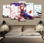 5 paneeli Musashi Girl, kahe teraga vooluanimatsioon l&otilde;uend, tr&uuml;kitud maal elutoa seinakaunistuseks HD-pildiga kunstiteoste plakat ilma raamita 20x35cm*2 20x45cm*2 20x55cm*1