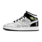 Air Jordan 1 Mid SE GS DIY Laste tossud Valge Must Volt DC4099-100 36.5
