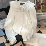 Kevadine pluus Naiste R&otilde;ivad Kawaii Armas pits Patchwork Lolita Peter Pan krae s&auml;rk Vintage Sweet Top Tikand Y2k Riided 2XL valge