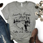 Horse Country Roads Take Me Home Tumedad kanarbiku unisex T-s&auml;rgid S