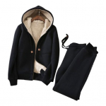 Pehme kapuutsiga dressipluus, &uuml;hev&auml;rviline t&auml;navar&otilde;ivad kapuutsiga naiste kapuutsiga p&uuml;ksid, kaheosaline komplekt naistele 2XL must