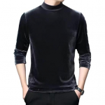 Meeste s&uuml;giskevadine topp &otilde;huke poolk&otilde;rge krae &uuml;hev&auml;rviline soe pehme vabaaja pikkade varrukatega samet elastne pullover Slim Fit T-s&auml;rk meeste riided 2XL hall