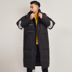 Talvepaaride sulejope Meeste kapuutsiga soe ja pikk parkmantel Valge pardi sulejope S