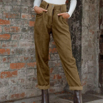 Mood k&otilde;rge v&ouml;&ouml;kohaga soliidsed sirged p&uuml;ksid s&uuml;gistalv kontori-daami vabaaja velvetist avarad taskutega naiste p&uuml;ksid 30457 M pruun