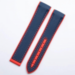 Pehme kummist kellarihm Omega rihmaga Seamaster 300 Planet Ocean 600 kumera otsaga kellarihm must oranž 20 mm 22 mm kuukella rihm Blue red edge 21mm with logo&Silver buckle