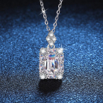 L&auml;binud teemanttesti 1 CT smaragdl&otilde;ikeline moissanite kaelakee suhkrukuubiku ripats 925 h&otilde;bedast kaelakee s&uuml;nnip&auml;evakingituseks ehteid 45cm