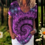 Suvine uus naiste T-s&auml;rk 3D lilleprinteriga V-kaelusega l&uuml;hikeste varrukatega pluus Mood Suures suuruses T-s&auml;rgid Naistele Riietus Y2k Naiste T-s&auml;rk M