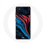 Samsung Galaxy A41 &uuml;mbris abstraktse tekstuuriga sinine must punane