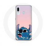 Coque pour Samsung Galaxy A20e Stitch le Nez en l'air fond rose