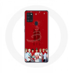 &Uuml;mbris Samsung Galaxy A21s BTS Bangtan Boysi punase taustaga j&otilde;ulukingituseks 2023