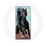 Coque pour Xiaomi Redmi Note 10 Pro Cheval Noir De La Race Frisonne