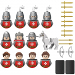 Laste M&auml;nguasjad Keskaegne S&otilde;jav&auml;elane Ehitusklotsid Loss R&uuml;&uuml;telkond Lahinguv&auml;li Relv Kilp S&otilde;jaratsu Koomiksikujud Klotsid