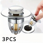 1-3 TK Vannitoa du&scaron;ivalamu filtri pistik, juuksevalamu filter, k&ouml;&ouml;givanni pistik, tagasil&ouml;&ouml;gipress 3PCS valge