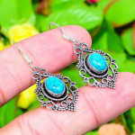 Natural Santa Rosa Turquoise Gemstone 925 Sterling Silver Earring 1.69 z5v64