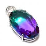Natural Bi-Color Tourmaline Gemstone 925 Sterling Silver Pendant 2.01 s3l24