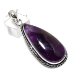 Natural Sage Amethyst Gemstone Handmade 925 Sterling Silver Pendant 2.40 j9b00
