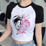 Nana Jaapani Anime Suvine L&uuml;hike Top T-s&auml;rk Naiste S&uuml;dame Graafilised Tees Anime T-s&auml;rk Must L&uuml;hikeste Varrukatega Vabaaja Harajuku T-s&auml;rk Top S