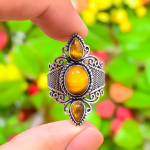 Natural Tiger Eye Gemstone Handmade 925 Sterling Silver Ring Size 9.5 n8p28