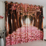 P&otilde;hjamaade maastik K&otilde;rge varjuline kardin Lumi M&auml;gi Roheline Mets P&auml;ikeseloojang Lilled Hotell Magamistuba Elutuba Lahe Pimendav kardin Uus W50xH130(CM)x2PCS-Rod pocket