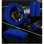 6 PCS Fluffy Steering Wheel Covers Set, 15'' Furry Car Wheel Cover, Soft Gear Shift & Handbrake Cover, Center Console & Seat Belt must