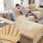 Elastsed diivani istmekatted elutuppa Velvet Stretch padjakomplekt Chaise Longue Luxury Corner L-kujuline m&ouml;&ouml;blidiivan normal size-1 beež