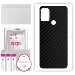 apgo Protective Skin Sticker for the back compatible with Motorola Moto G30, Wrap Film, Foil, Vinyl - Pattern Carbon Black