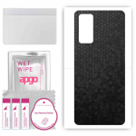 apgo Protective Skin Sticker for the back compatible with Tecno Pova 5G, Wrap Film, Foil, Vinyl - Pattern Black Honeycomb