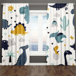 2 Paneeliga Joonisfilmiga Dinosaurus Kardinad Lastele Poistele T&uuml;drukute Magamistuppa Laste Elutuppa P&otilde;randast Laeni Akna Rulood cortina (70W245H)x2(CM)&Rod Pocket