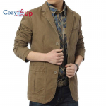 Cozy Up Meeste Notch Rev&auml;&auml;ri Vintage Style Denim &uuml;likond bleiser jakk Sport mantel XXL beež