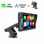 7-tolline universaalne autoraadio juhtmevaba Carplay ja Android Auto multimeediumivideopleier HD puutetundlik Bluetooth AUX USB p&auml;ikesevisir With 12 LED