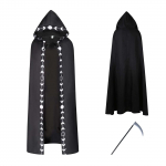 Meeste ja naiste halloween'i kost&uuml;&uuml;mid, mantel, kapuutsiga keebid jakk, pikk mantel XL must