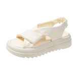 Suvejalatsid Sandaalid Naiste ristatud lamedad kingad muffinitega Paksu tallaga elastsed rannakingad naistele. 35 must