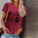 Naiste suve T-s&auml;rk Koerte k&auml;paprinteriga L&uuml;hikeste varrukatega T-s&auml;rgid Juhuslikud tr&uuml;kitud topid XS punane