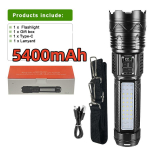 600 W &uuml;lihele ja suure v&otilde;imsusega taskulamp Sisseehitatud 5400 mAh taskulamp suumiga valgusevastane taaslaetav v&auml;limatkavalgusti must