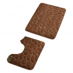 2 tk / komplekt Vannitoa p&otilde;randamatt, kivist reljeefse mustriga libisemisvastase p&otilde;hjaga vannitoavaip, eriti paks imav vannimatt 2pcs tumehall v&auml;rv