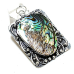 Abalone Shell Gemstone Handmade 925 Sterling Silver Jewelry Pendant 2.68 r2i08