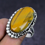 Tiger Eye Gemstone handmade 925 Sterling Silver gift Jewelry Ring Size 10 R8H93