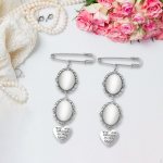 2Pcs Wedding Bouquet Photo Charms, You Are Always in My Heart Charms Lacy Oval Brooch